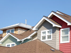 Rooftop eaves on a house with siding