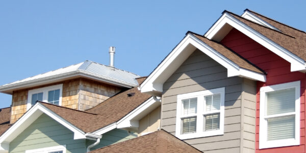 Rooftop eaves on a house with siding